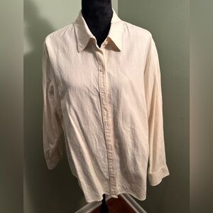 Lauren Ralph Lauren Cream Button Down Shirt Plus Size 2X